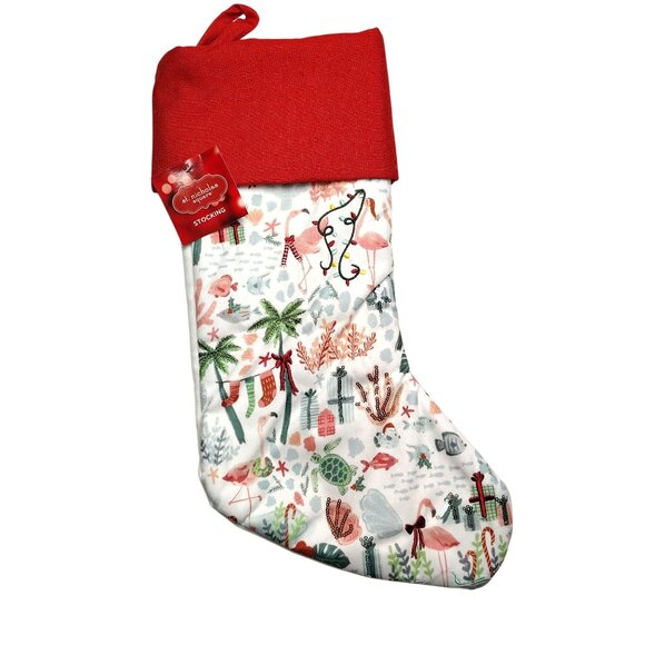 St. Nicholas Square 20 inch Flamingo and Tropical Holiday Christmas Stocking - Picture 6 of 8